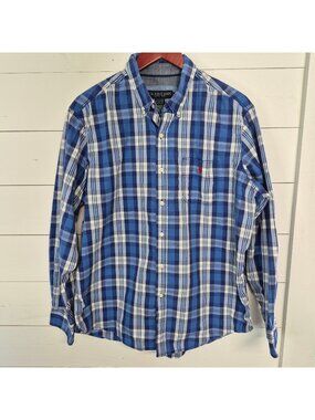 U.S. Polo Assn. Men's Blue Plaid Button-Down Long-Sleeve Shirt Size xL